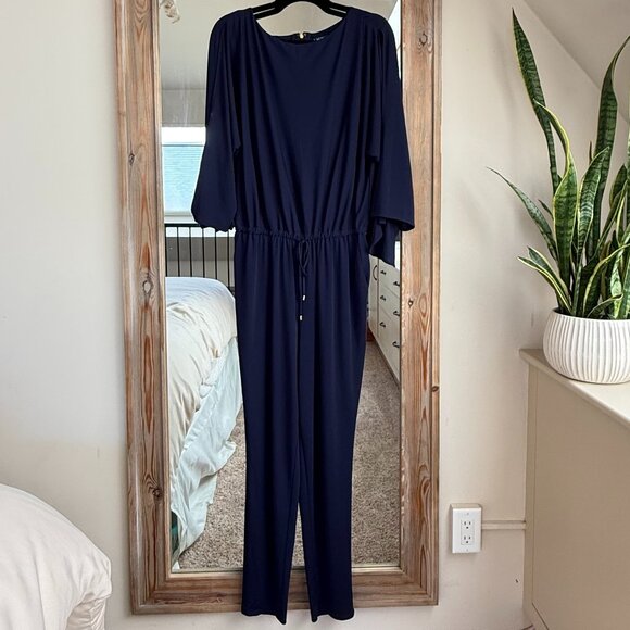 Lauren Ralph Lauren Split Sleeve Navy Jumpsuit  - Picture 4 of 11